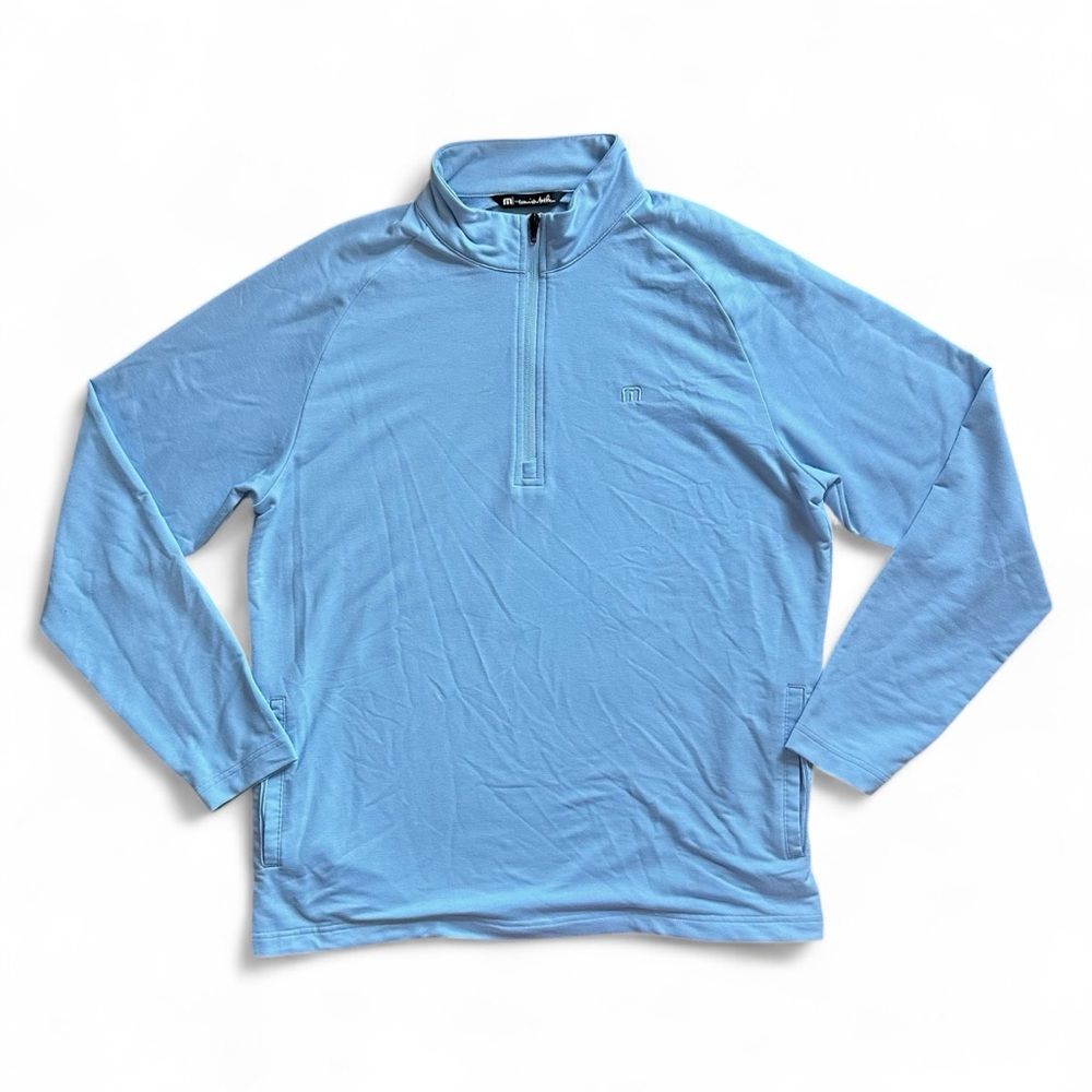 Travis Mathew Valiant Quarter Zip Pullover Blue Layer Size L Athleisure Golfcore